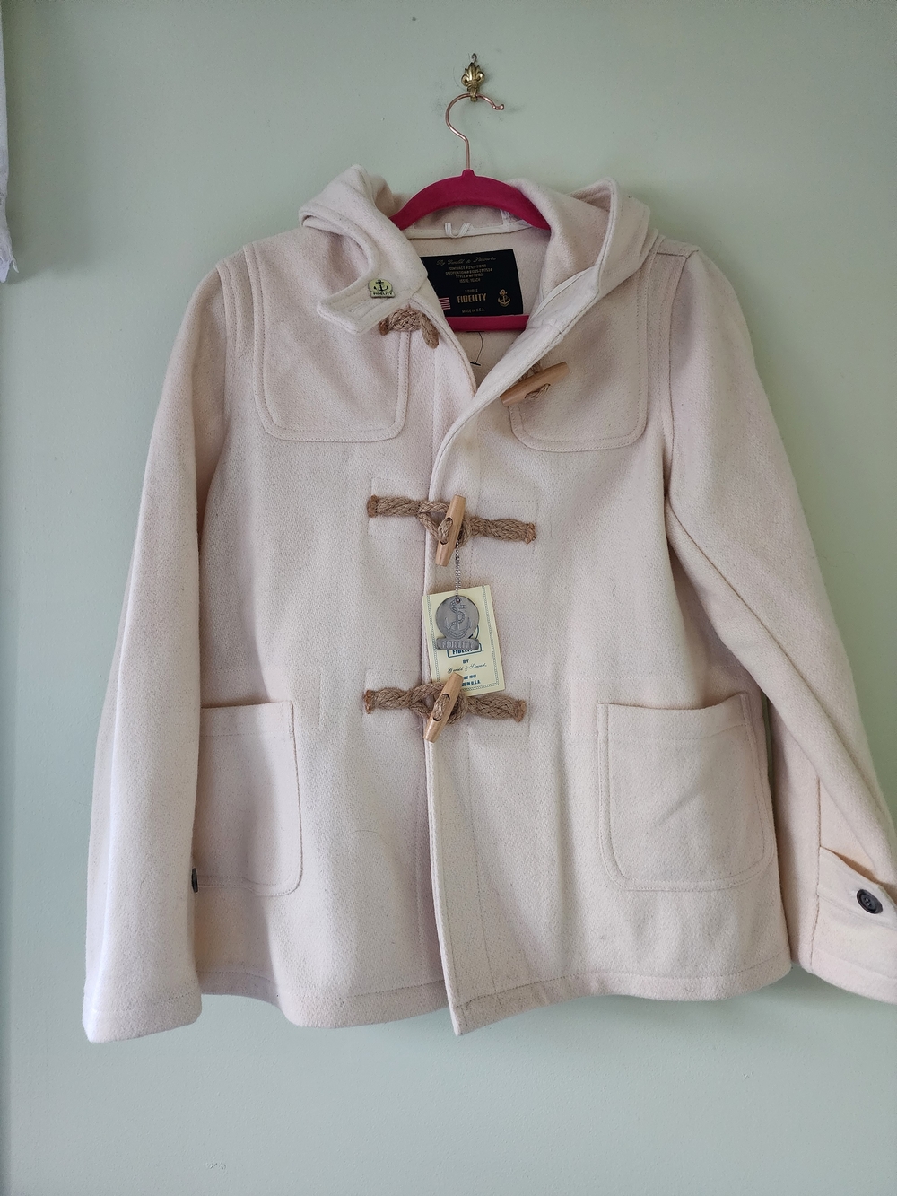 NWT Fidelity Cream Toggle Wool Pea Coat